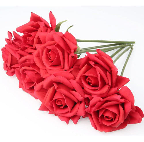 Eyamumo 7pcs Artificial Silk Roses, Realistic Faux Flowers 0