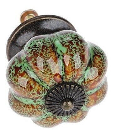 20 Tiradores Mgoodoo Ceramica Forma Calabaza Naranja/verde 1