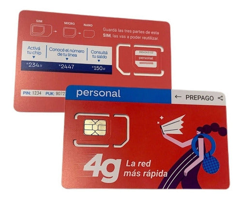 Personal SIM Chip - Prepaid - 3 in 1 - 4G New Line 2