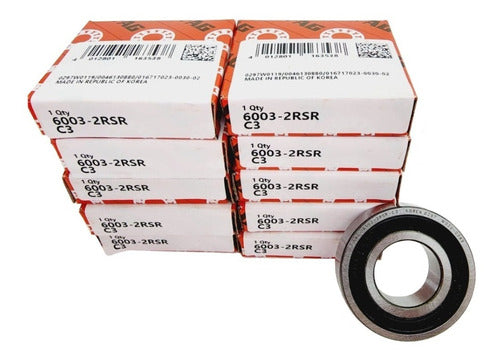 FAG 6003 2RS C3 Ball Bearing Set (17x35x10) - Pack of 10 Units 0