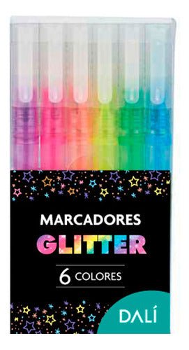 Dali Glitter Markers Pack of 6 0