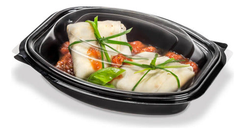 Bandex Plastic Disposable Tray 153 BYT Sushi Black X 100 0