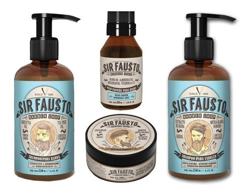 Set Sir Fausto Shampoo Barba + Sh Pelo +cera X 200 + Oleo 0