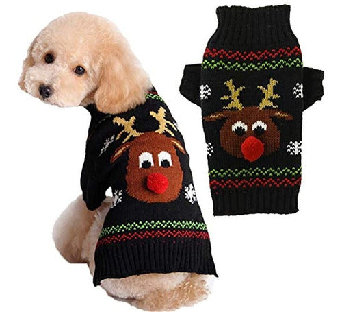 Abrrlo Pet Dog Holiday Ugly Christmas Sweater Red and Black 0