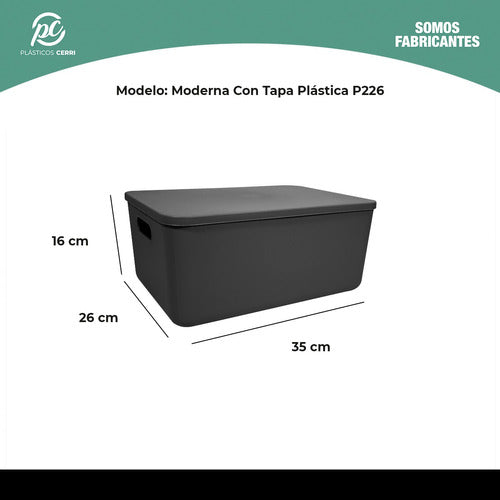 Plásticos Cerri Modern Line Organizer Basket with Plastic Lid 35x26x16 Cm 1