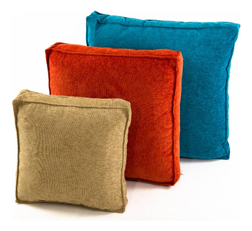 Set of 5 Chenille Cushions with Gusset and Zipper 60x60 182