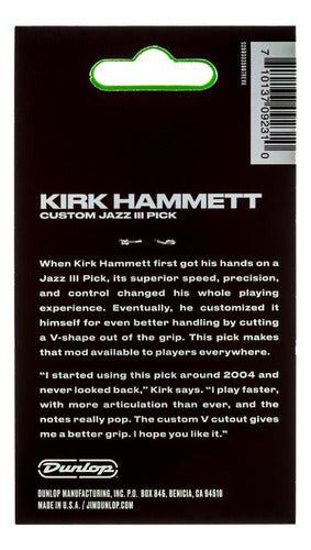 Kirk Hammett Jazz III Pick Pack of 6 Dunlop 47PKH3N 1