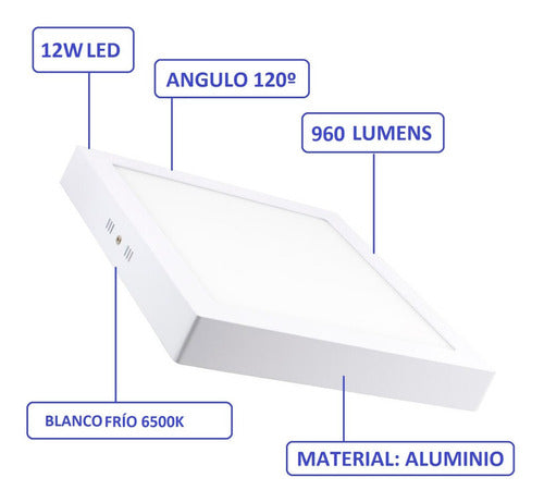 JA Pack X 5 Panel Plafon Led 12w Cuadrado Luz Fria / Calida 6