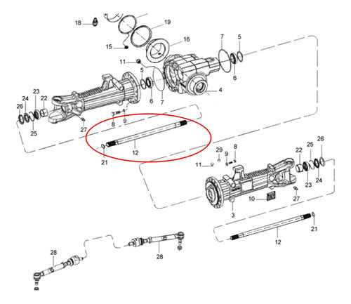 Eixo Lateral Tração Zf Trator Valtra Bl77 Bl88 Com Tração Zf 1