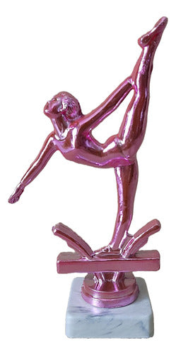 Set of 10 Plastic Artistic Gymnastics Dance Trophies Pink 15cm 0