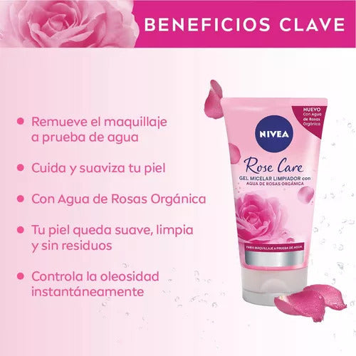 Gel Limpiador Micelar Nivea Rose Care 150 Ml X 3 Unidades 1