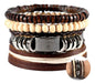 4-In-1 Brown Leather Bracelet Set 0