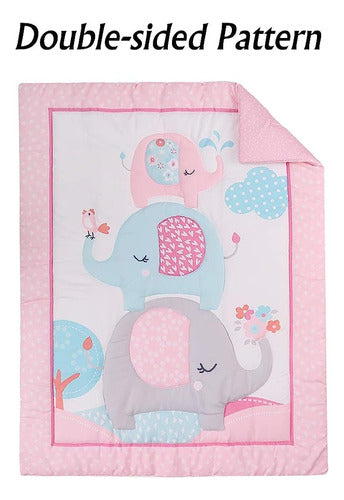 Juego De Cama De Cuna Elefante Rosa 3 Piezas Baby Nursery Be 3