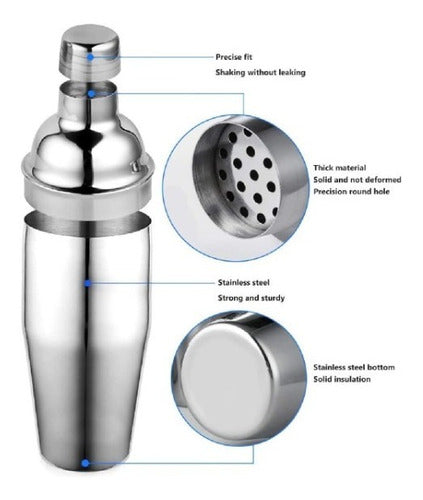 Stainless Steel 500ml Cocktail Shaker Drink Mixer Party Gift 1