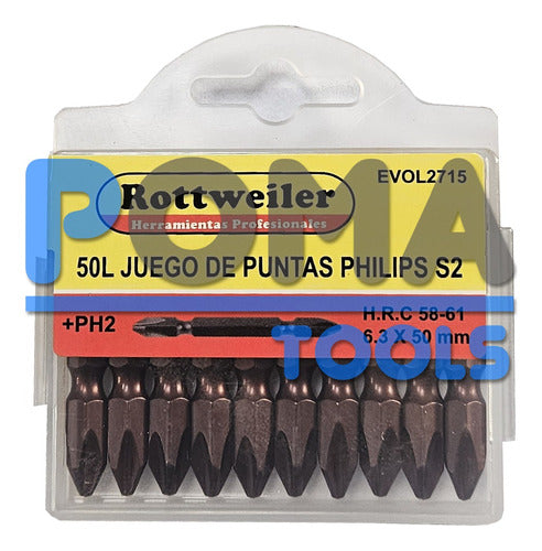 Set 10 Puntas Phillips Doble Ph2 X 50 Mm Atornillador Rtw 0