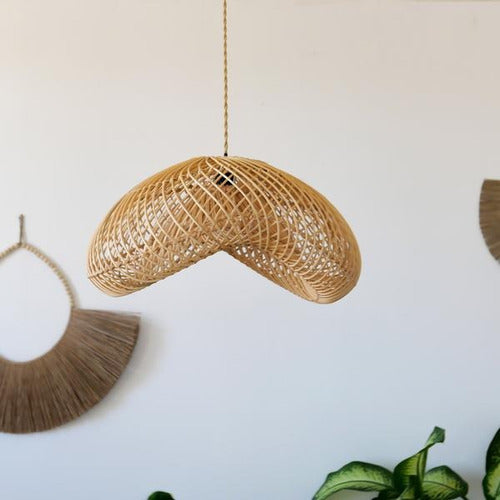 SIO Rattan Lamp Shade Natural Fibers Boho Wicker Design 1