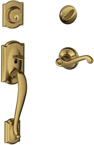 Schlage Cerradura Puerta Exterior Manijon Y Tambor Bronce Pulido 6lh 0