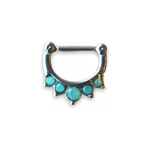 Bavasapiercing Septum Bull with Opal Nose Piercing Surgical Steel 6