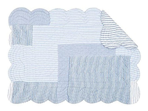 C&F Home Asher Stripe 13 X 19 Azul Costero Nautico Lago Placemat Set 0