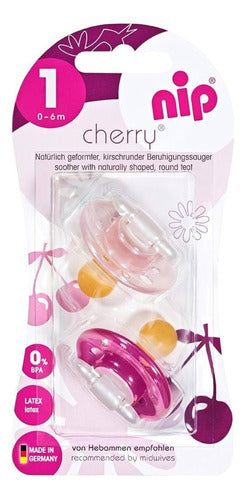 NIP Cherry Chupete Redondo Pack X 2. Tamaño 1. Rosa Y Lila 0