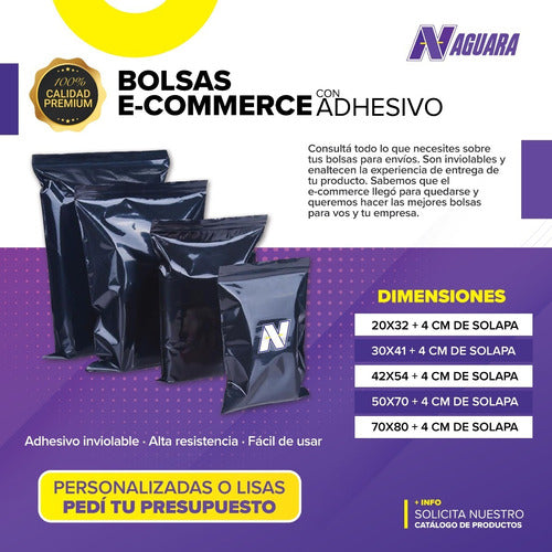 Black E-Commerce Bags x200 No. 2 30x41 with Adhesive 1
