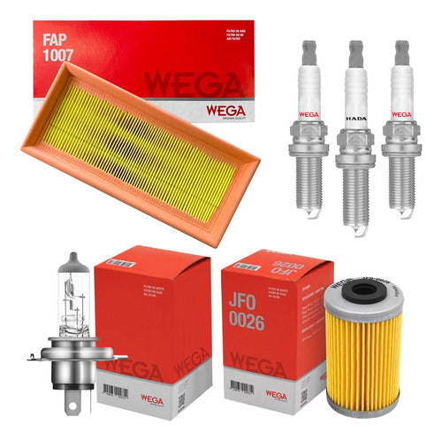 Wega/Hada Service Kit Rouser Ns As 200 - Oil & Air Filters + Spark Plugs 0