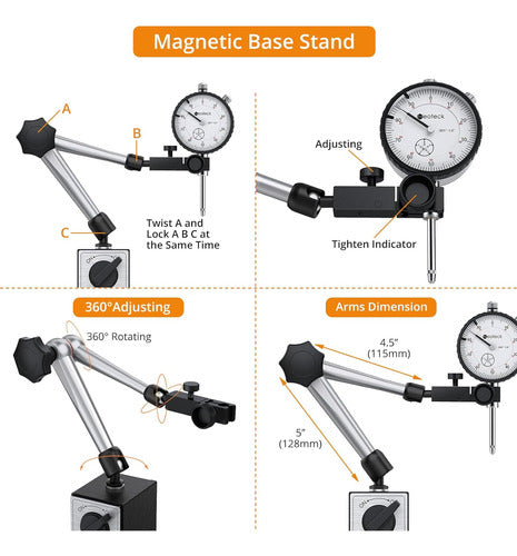 Indicador De Dial Neoteck Con Base Magnética, 0,025 Cm, 80 K 4