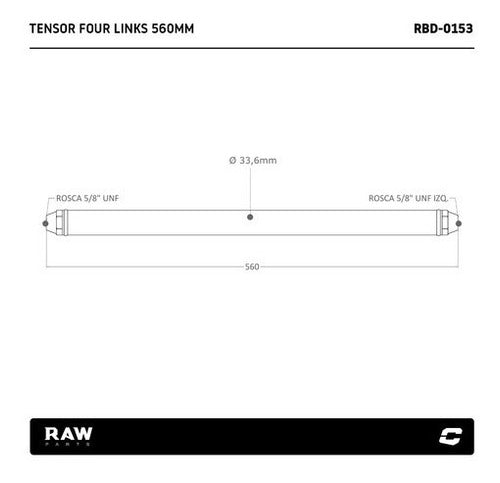 Raw Parts Tensor Four Link 560mm Rosca 5/8 Cromado Four Link Raw Parts 1