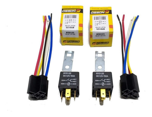 Kit 2 Relay Nosso Ny0125 Con 2 Fichas 5 Patas 12 Volt 50 Amp 0