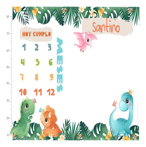 Personalized Baby Growth Blanket Washable Dinos 4 0