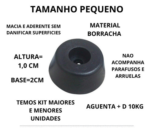 Pe Pezinho D Borracha Pequeno Moveis Bancos C/parafusos 50un 3