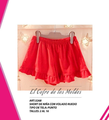 MoldeArte Digital Short C/volado Ruedo Niña, Pack Talles 2 A 16 1