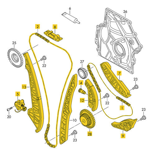 Kit Distribucion Cadena Vw Vento 2.0 Tsi 2012 2013 Completo 2