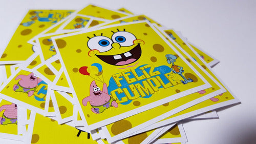 MuchoEvento Stickers Deco Feliz Cumple Bob Esponja Autoadhesivos X30u 2