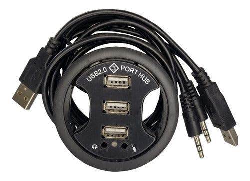 Cable Grommet 60mm Desk with 3 USB Ports Headphone Microphone 0
