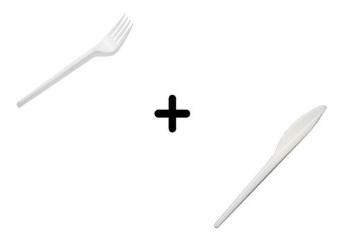 Koval White Plastic Forks + White Plastic Knives 50 C/u 1