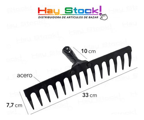 Curved Steel Garden Rake 14 Teeth Leaf Sweeper S/Handle HSK 1