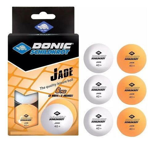 Donic Ping Pong Kit: 2 Protection Line 400 Rackets + 6 Jade Balls + Retractable Red Net 2