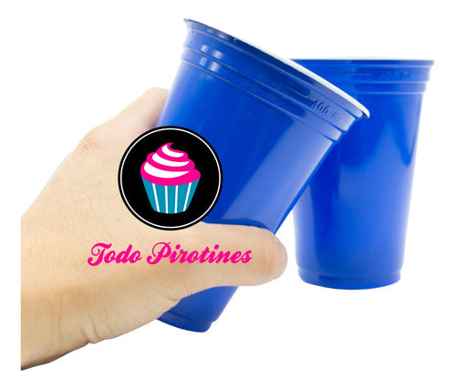 35 Blue Imported American Plastic Cups 400ml 8