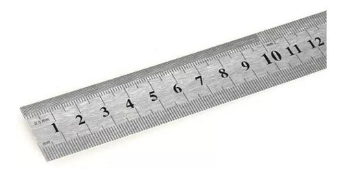 Stainless Steel 50 cm Metal Ruler with Case - Centimeters, Millimeters, Inches 2