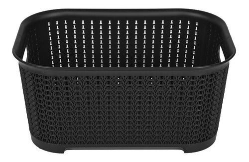 Plásticos Cerri Plastic Rattan Organizer Baskets Set of 6 Gray 36x25x17 3