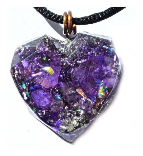 AmebaGlam Small Amethyst Orgone Heart Crystal 0