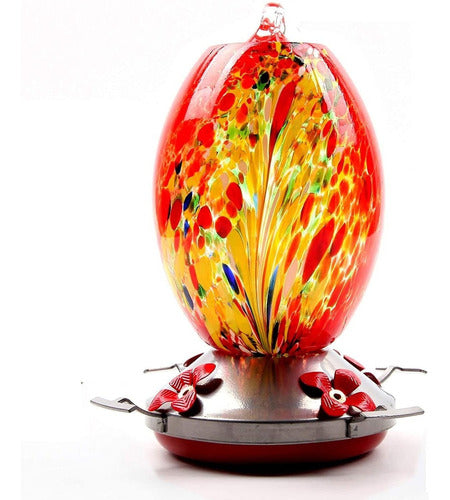 Jalamwang Hummingbird Feeder - Hand Blown Glass - Red Phoenix 0