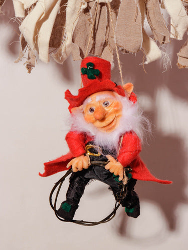 Handcrafted Articulated Hanging Lucky Elf - 24 cm Unique Piece 3