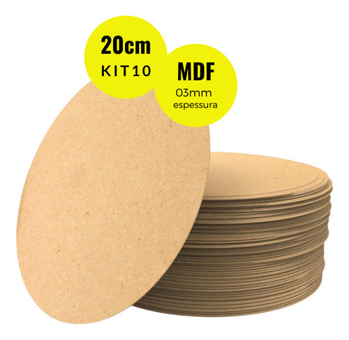 Kit 10 Supla Souplat Mdf Cru 20x20 3mm Base Redonda Bolachas 0