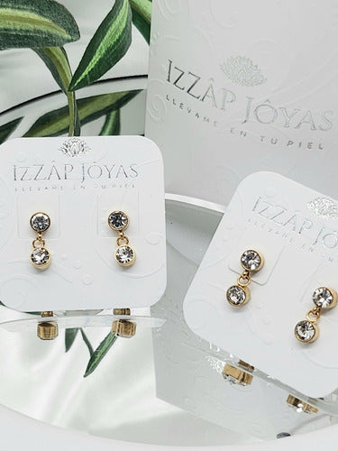 Izzap Joyas Aros Pasantes Doble Cristal 1