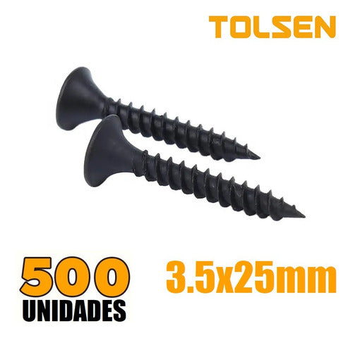 Tornillo T2  Yeso 6x1 - 3.25x25mm Por 500 Unid. Tolsen 54052 2