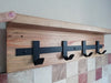 Rustic Wooden Wall Coat Rack with Shelf 4 Hooks 9