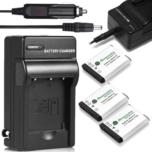 3 X 1000mah En-el19 Batería + Cargador Para Nikon Coolpix S6 0