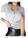 Lace Detail Ribbed Top with Buttoned Neckline 1